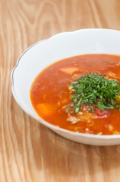 Receita: Sopa de mariscos — Manhattan Clam Chowder